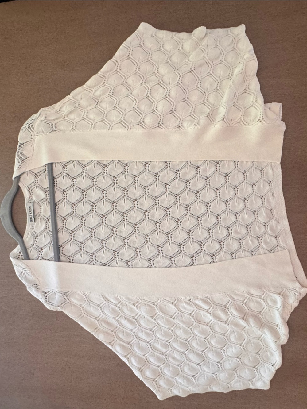 Grace Karin Cream Openwork Knit Shrug